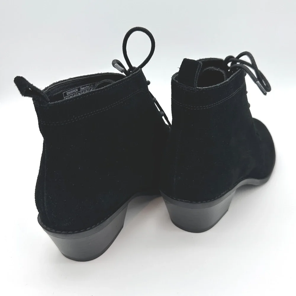 Vionic Andi Black Suede Lace Up‎ Ankle Booties Women's Size 7.5